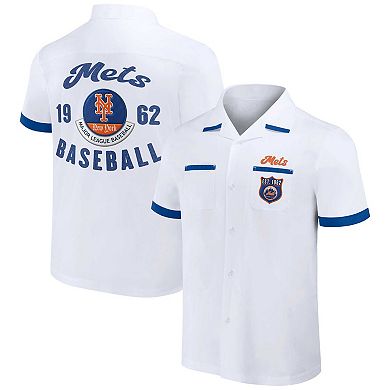 Men's Darius Rucker Collection by Fanatics  White New York Mets Bowling Button-Up Shirt