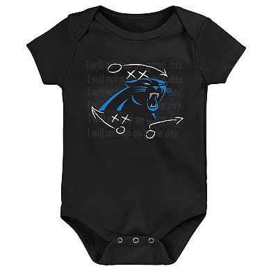 Newborn & Infant Blue/Black/Heather Gray Carolina Panthers Three-Pack Eat, Sleep & Drool Retro Bodysuit Set