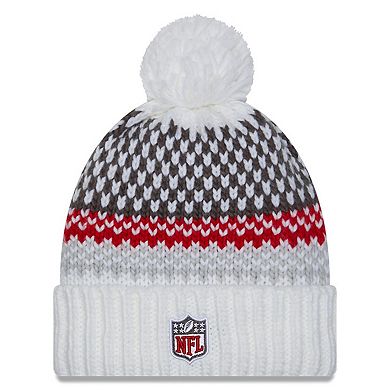Women's New Era White Tampa Bay Buccaneers 2023 Sideline Cuffed Knit Hat with Pom