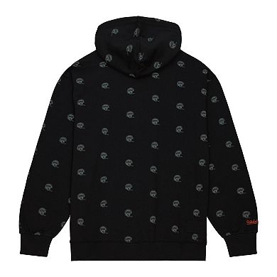 Men's Mitchell & Ness Black Cincinnati Bengals Allover Print Fleece Pullover Hoodie
