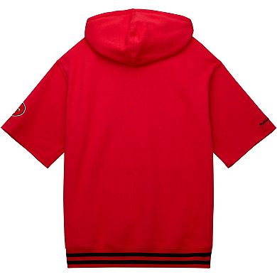 Men's Mitchell & Ness Scarlet San Francisco 49ers Pre-Game Short Sleeve Pullover Hoodie