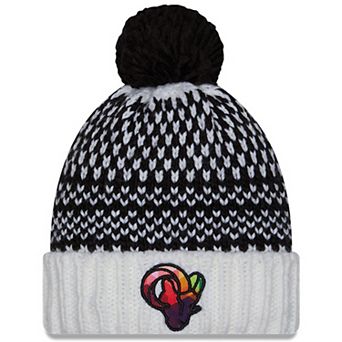 Women's New Era Black/White Los Angeles Rams 2023 NFL Crucial Catch Cuffed Pom Knit Hat