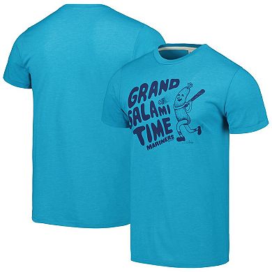 Men's Homage  Aqua Seattle Mariners Grand Salami Time Hyper Local Tri-Blend T-Shirt