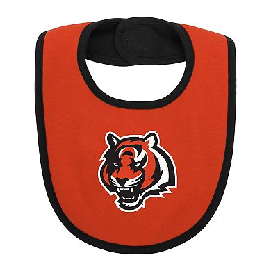Newborn & Infant Black/Orange Cincinnati Bengals Home Field Advantage Three-Piece Bodysuit, Bib & Booties Set