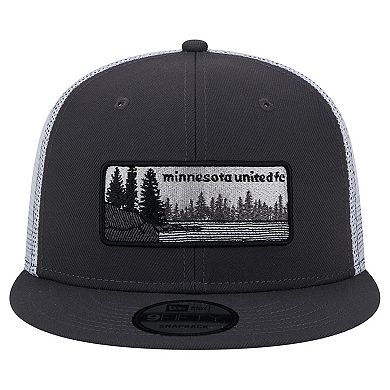 Men's New Era Black/White Minnesota United FC Outdoor Trucker 9FIFTY Snapback Hat