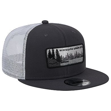 Men's New Era Black/White Minnesota United FC Outdoor Trucker 9FIFTY Snapback Hat