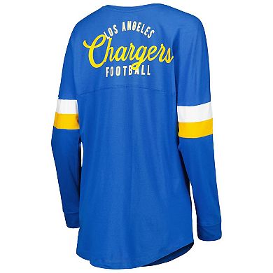 Women's New Era Powder Blue Los Angeles Chargers Athletic Varsity Lightweight Lace-Up Long Sleeve T-Shirt