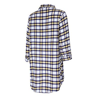 Women's Concepts Sport Purple Minnesota Vikings Sienna Plaid Full-Button Long Sleeve Nightshirt