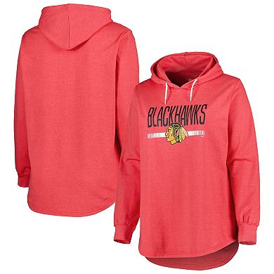 Women's Heather Red Chicago Blackhawks Plus Size Fleece Pullover Hoodie