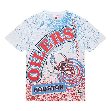 Men's Mitchell & Ness White Houston Oilers Team Burst Sublimated T-Shirt