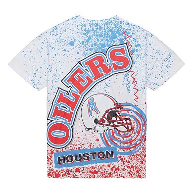 Men's Mitchell & Ness White Houston Oilers Team Burst Sublimated T-Shirt
