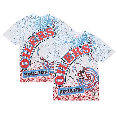 Men's Mitchell & Ness White Houston Oilers Team Burst Sublimated T-Shirt