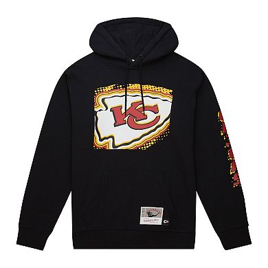 Men's Mitchell & Ness Black Kansas City Chiefs Gridiron Classics Big Face 7.0 Pullover Hoodie