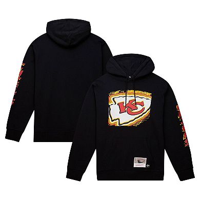 Men's Mitchell & Ness Black Kansas City Chiefs Gridiron Classics Big Face 7.0 Pullover Hoodie