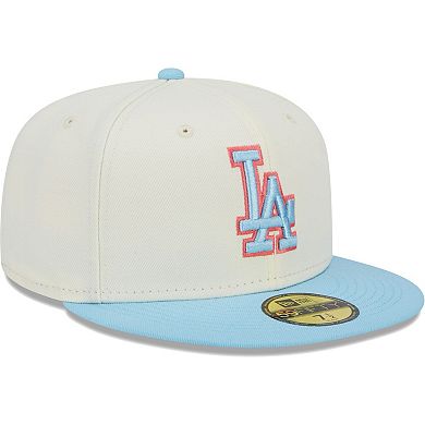 Men's New Era Cream/Light Blue Los Angeles Dodgers Spring Color Two-Tone 59FIFTY Fitted Hat