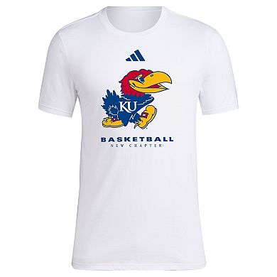adidas White Kansas Jayhawks 2023 On Court Bench Fresh T-Shirt