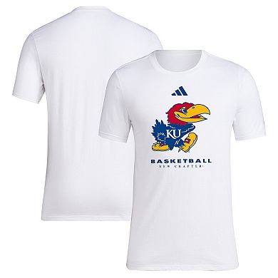 adidas White Kansas Jayhawks 2023 On Court Bench Fresh T-Shirt