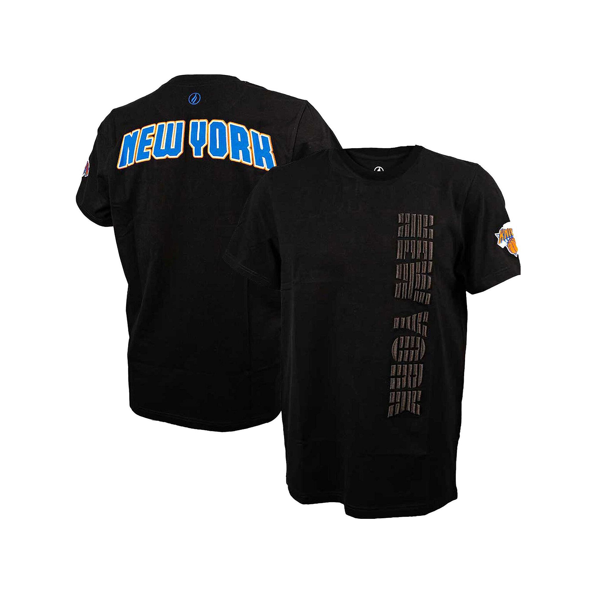 Mens FISLL  Black New York Knicks 3D Puff Print Sliced Logo T-Shirt, Size: