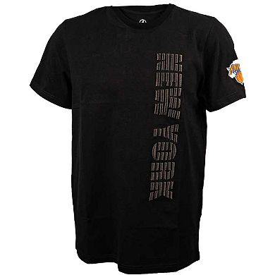 Men's FISLL  Black New York Knicks 3D Puff Print Sliced Logo T-Shirt