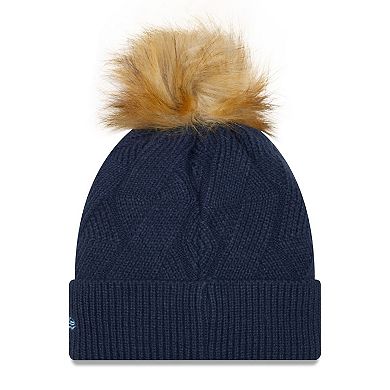 Women's New Era Navy Tennessee Titans Snowy Cuffed Knit Hat with Pom