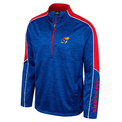 Men's Colosseum Royal Kansas Jayhawks Marled Half-Zip Jacket