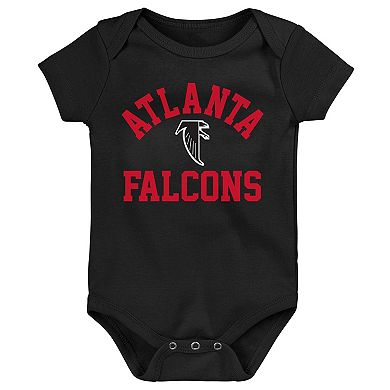 Newborn & Infant Red/Black/Heather Gray Atlanta Falcons Three-Pack Eat, Sleep & Drool Retro Bodysuit Set