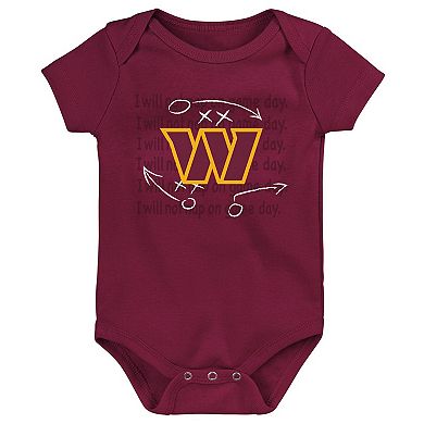 Newborn & Infant Gold/Burgundy/Heather Gray Washington Commanders Three-Pack Eat, Sleep & Drool Retro Bodysuit Set