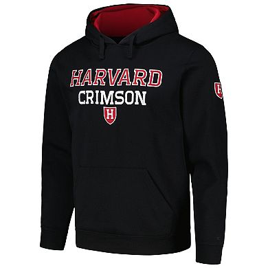 Men's Colosseum Black Harvard Crimson Sunrise Pullover Hoodie