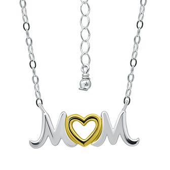 Aleure Precioso Sterling Silver Two-Tone "MOM" Necklace