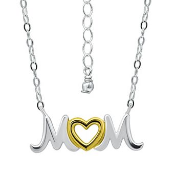Aleure Precioso Sterling Silver Two-Tone "MOM" Necklace