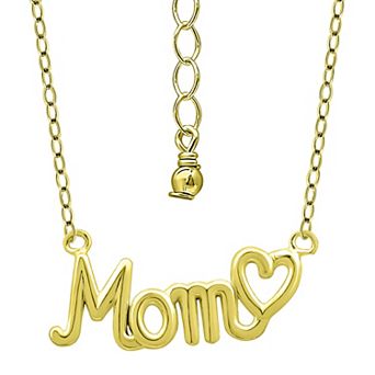 Aleure Precioso Sterling Silver Polished Mom with Heart Necklace