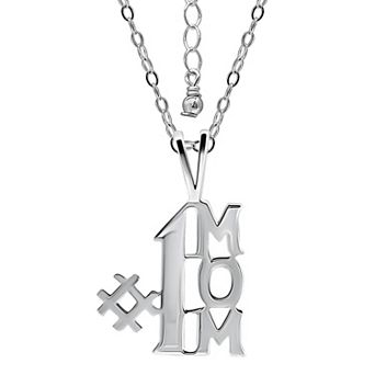 Aleure Precioso Sterling Silver Polished #1 Mom Pendant Necklace