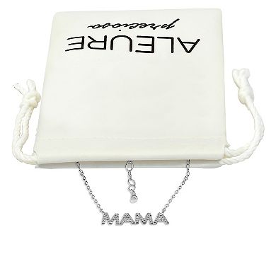 Aleure Precioso Sterling Silver Cubic Zirconia "MAMA" Necklace