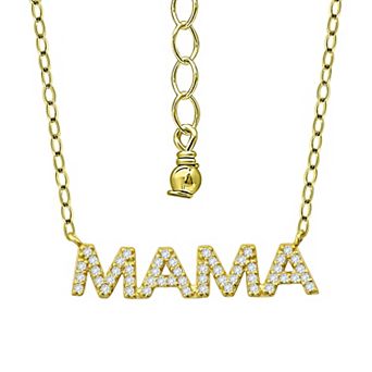 Aleure Precioso Sterling Silver Cubic Zirconia "MAMA" Necklace