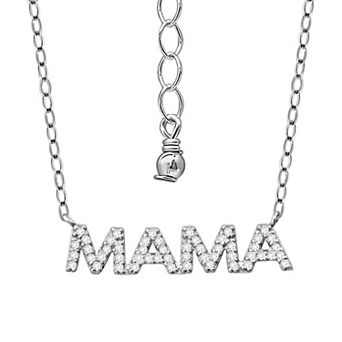 Aleure Precioso Sterling Silver Cubic Zirconia "MAMA" Necklace