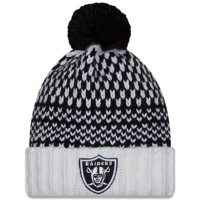 Women's New Era Black/White Las Vegas Raiders 2023 NFL Crucial Catch Cuffed Pom Knit Hat