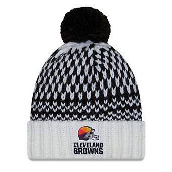 Women's New Era Black/White Cleveland Browns 2023 NFL Crucial Catch Cuffed Pom Knit Hat