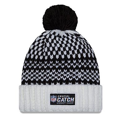 Women's New Era Black/White Cleveland Browns 2023 NFL Crucial Catch Cuffed Pom Knit Hat