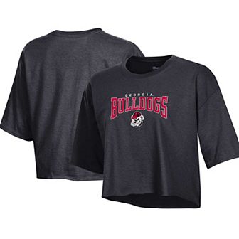 Women's Champion Heather Charcoal Georgia Bulldogs Boyfriend Cropped T-Shirt