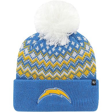 Women's '47 Powder Blue Los Angeles Chargers Elsa Cuffed Knit Hat with Pom