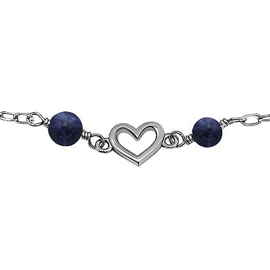 Aleure Precioso Sterling Silver Polished Heart Charm Anklet