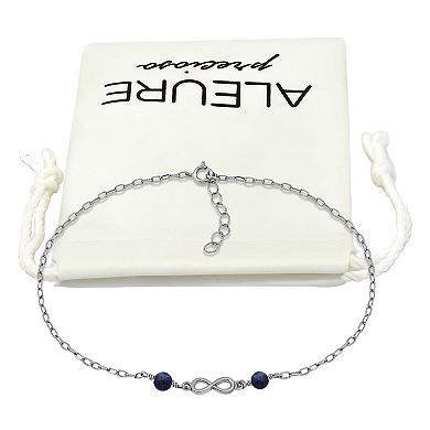 Aleure Precioso Sterling Silver Polished Infinity Charm Anklet