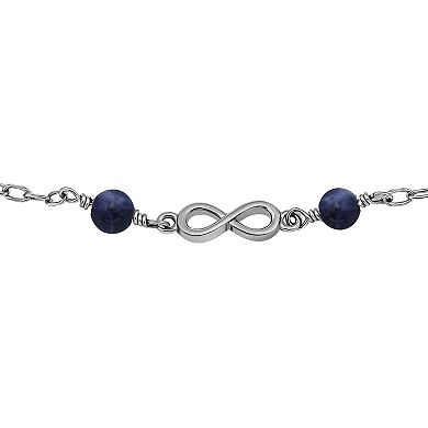 Aleure Precioso Sterling Silver Polished Infinity Charm Anklet