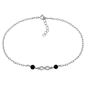 Aleure Precioso Sterling Silver Polished Infinity Charm Anklet