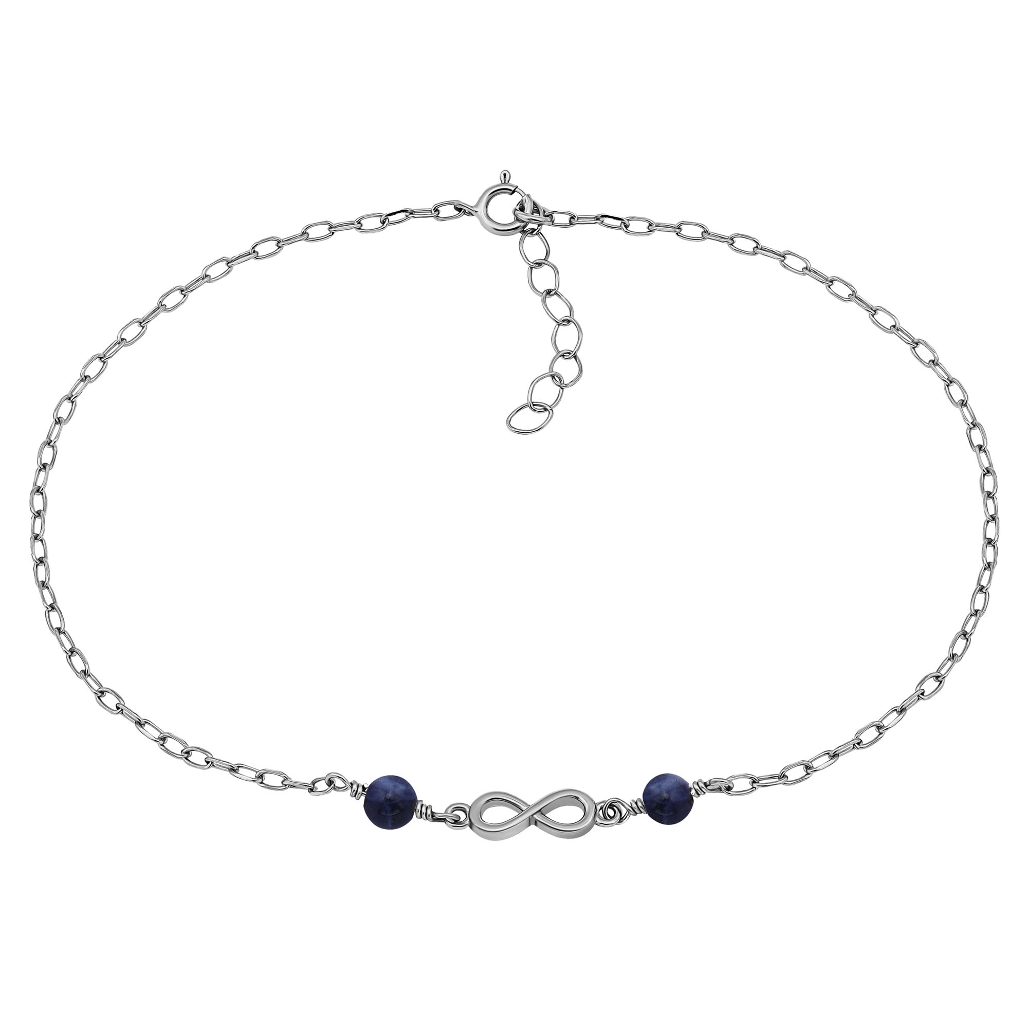 Aleure Precioso Sterling Silver Polished Infinity Charm Anklet, Womens, S