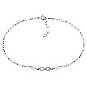Aleure Precioso Sterling Silver Polished Infinity Charm Anklet