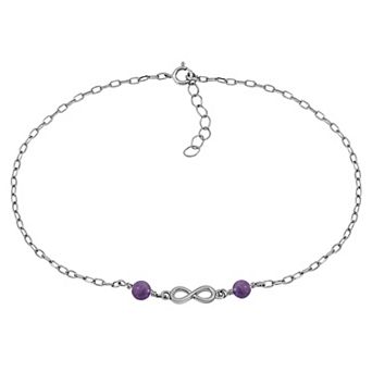 Aleure Precioso Sterling Silver Polished Infinity Charm Anklet