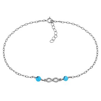 Aleure Precioso Sterling Silver Polished Infinity Charm Anklet