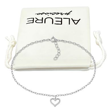 Aleure Precioso 18K Gold Plated Open Heart Charm Anklet