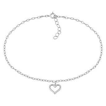 Aleure Precioso 18K Gold Plated Open Heart Charm Anklet